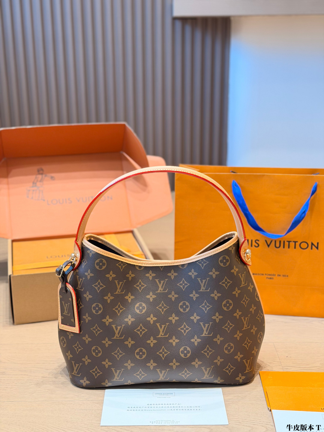 LV Denim Monogram Tote Bag Monogram Canvas Cowhide